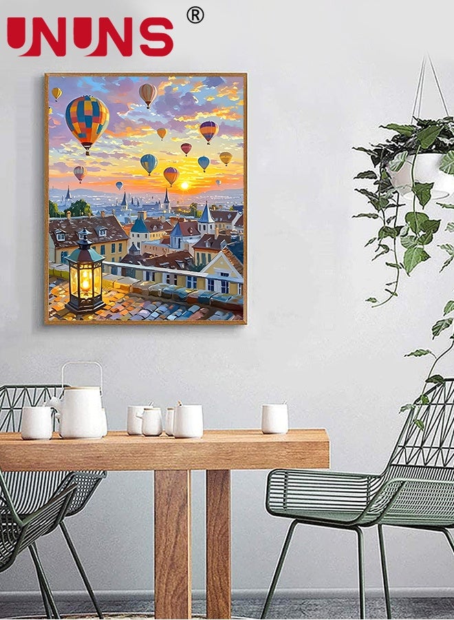 UNUNS DIY Paint by Numbers for Beginners,Hot-air Balloon Paint by Numbers With Framed,DIY Painting Acrylic Paint by Numbers Painting Kit Home Wall Living Room Bedroom Decoration,40x50CM - Image 4